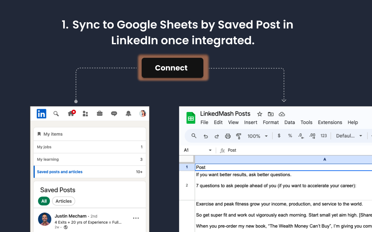 LinkedMash Google Sheets connection overview